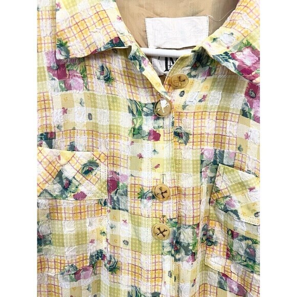 Vintage Tissus Monde Paris Dress Floral Mid Century Modern Buttons Lined M 1960s - Picture 2 of 12